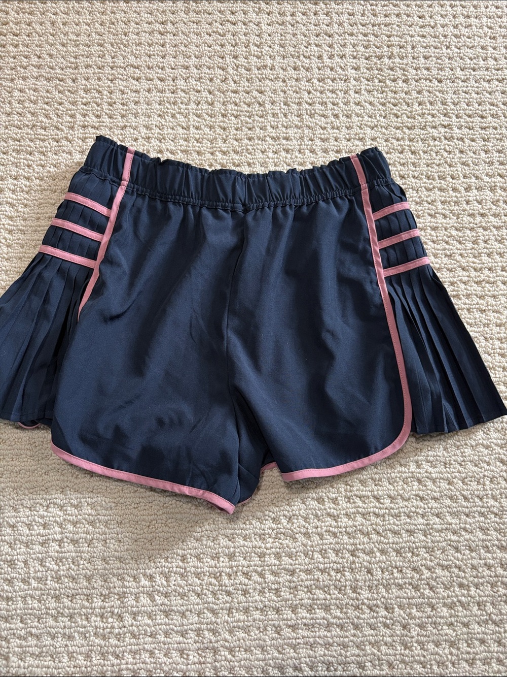 Navy Athletic Shorts with Pink Trim